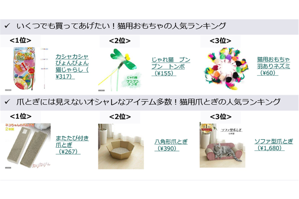 22日は猫の日…ヤフー「猫グッズランキング」、猫用おもちゃが74％増 